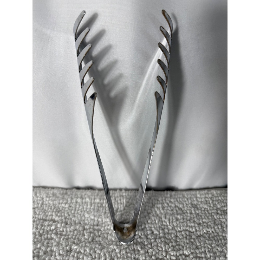 Vintage Ekco Chromium Plated Pasta Salad Tongs Claw Style‎ USA Made Silver Tone